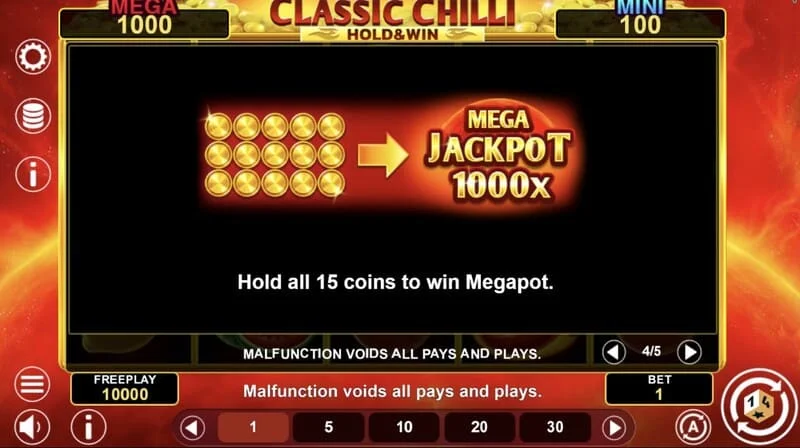 Classic Chilli Hold & Win - ホールドラウンドでのスティッキーシンボル
