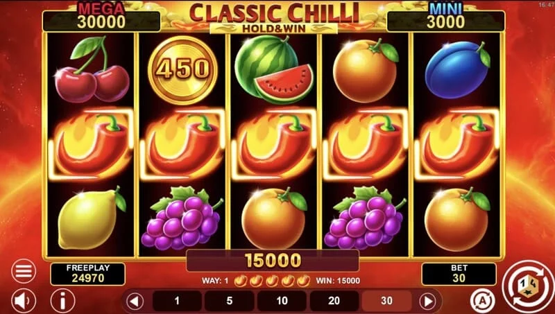 Classic Chilli Hold & Win - シンボル上の固定Jackpot
